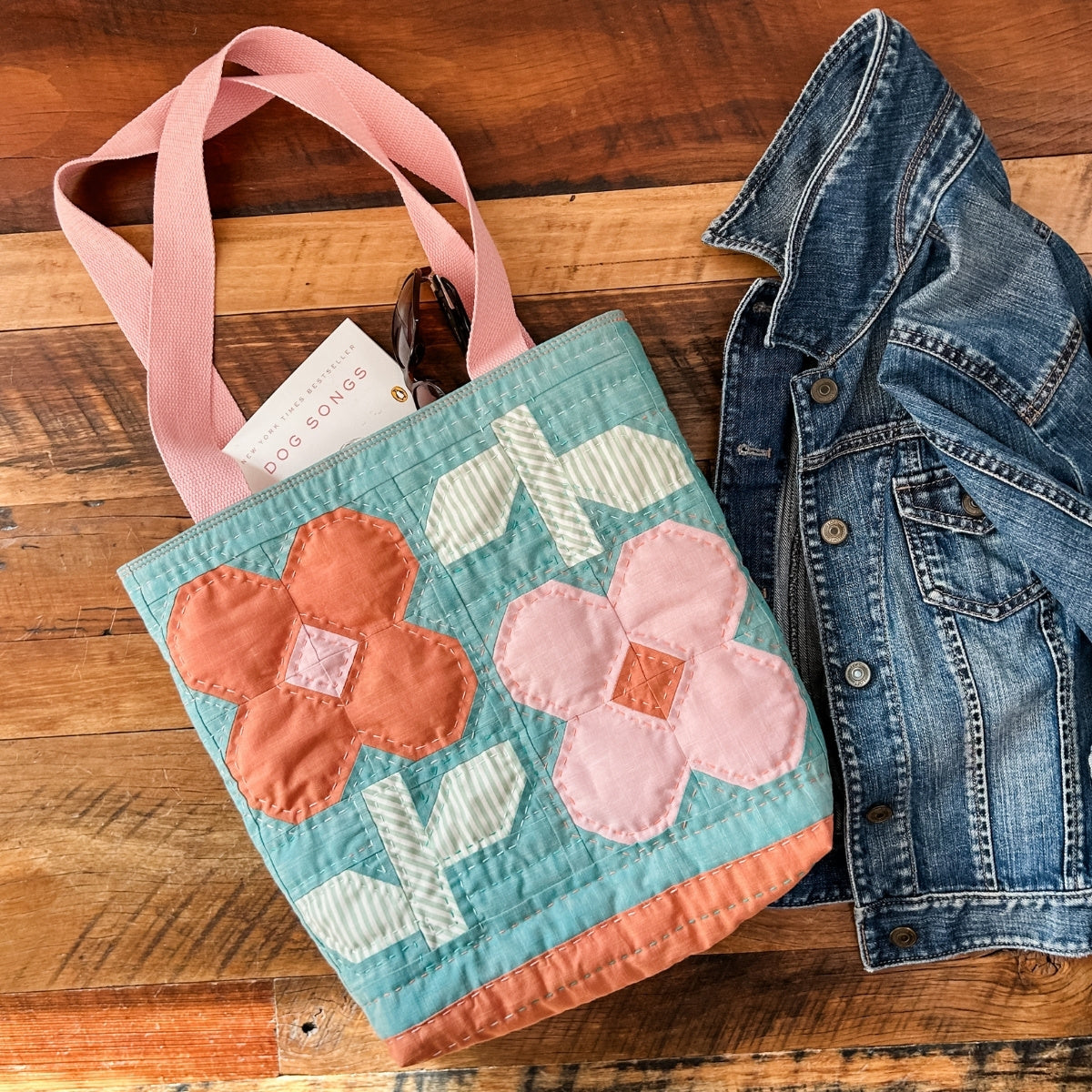 How To Make A Quilted Tote From Any Quilt Block by Tamara Darragh for Remi Vail Studio Using the Mary Golden Quilt Pattern and Wildflower Wovens from Art Gallery Fabrics