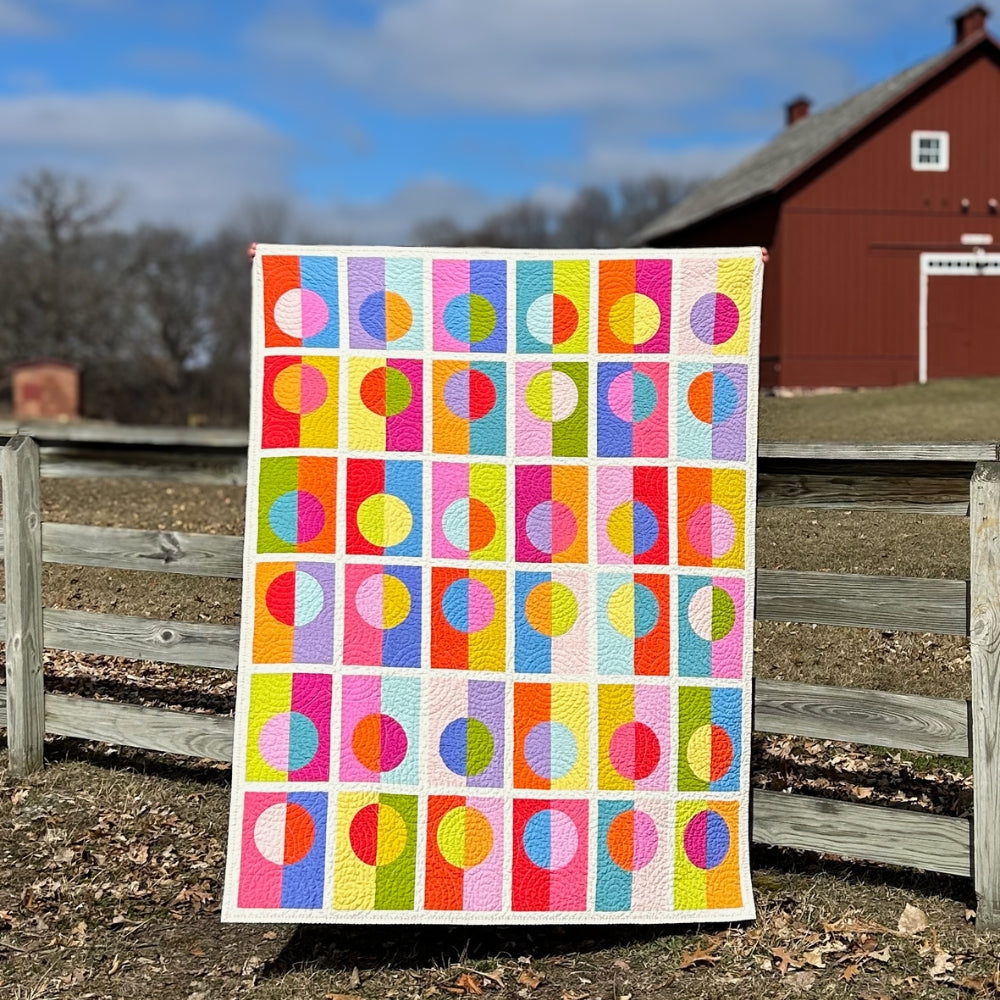 Brights in Front of Barn Full Circle Quilt Remi Vail Studio