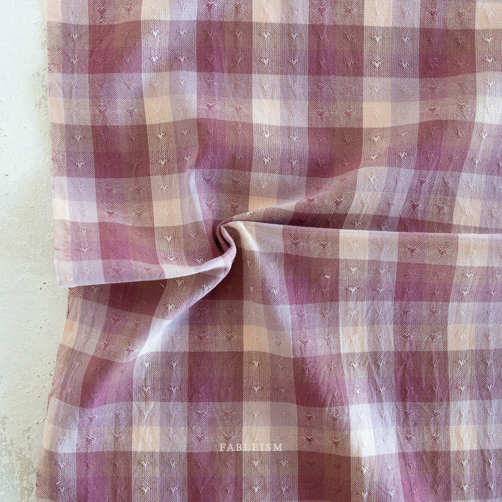 Cameo Pink Gingham Hearts - Golden Hour Collection - Fableism Supply Co - GLDHR10CAMEOPINK
