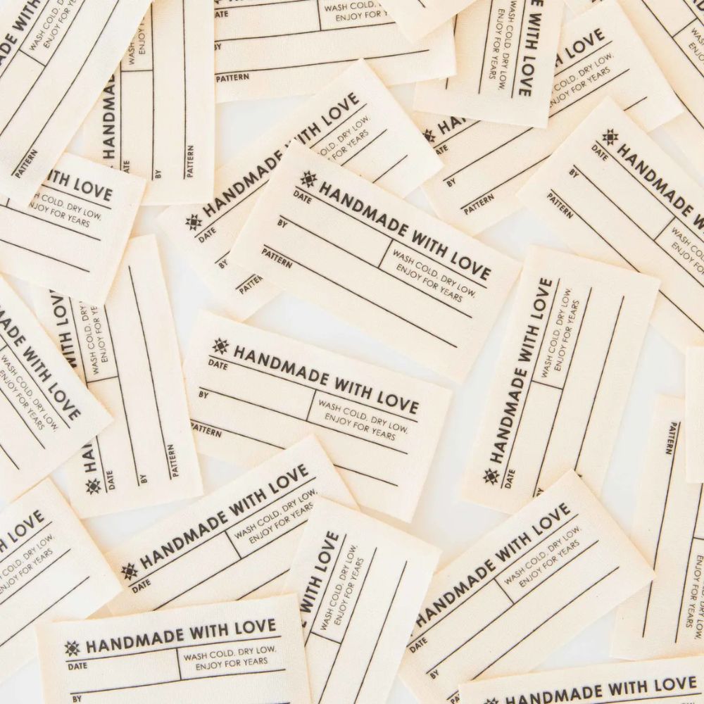 Quilt Info Large Write-in Organic Cotton Sewing Label (4 Pack) - Sarah Hearts