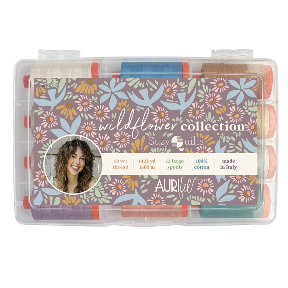 50 Weight Cotton Wildflower Thread Collection by Suzy Quilt (12 Spools) - Aurifil