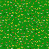 Pattern of colorful butterflies on a green background