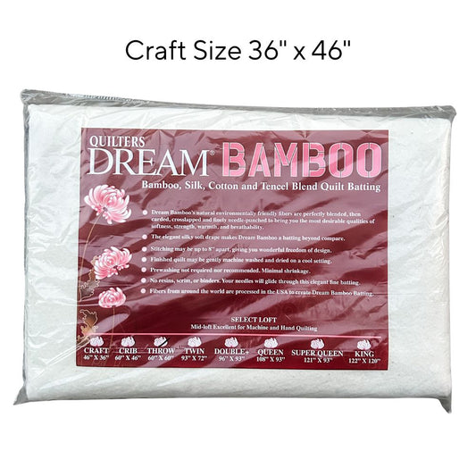 Quilters Dream Bamboo Batting CRAFT Size 36" x 46"