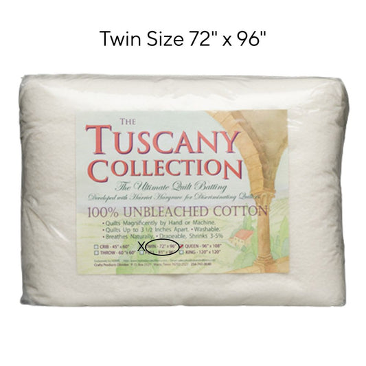 Hobbs Tuscany Batting TWIN Size 72" x 96" Unbleached 100% Cotton