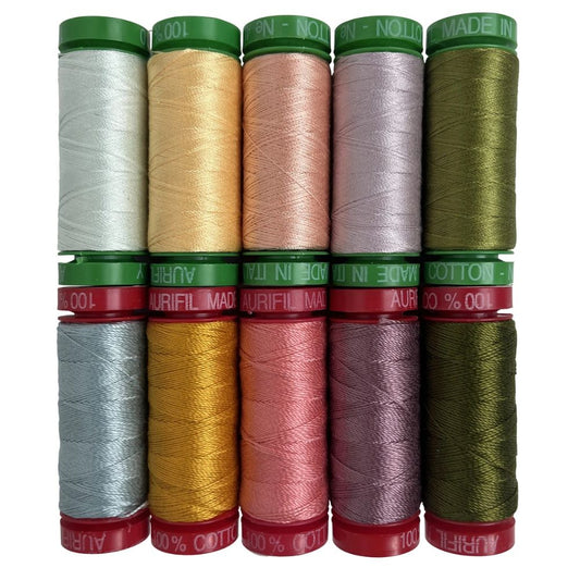 Mixed 40 & 12 Weight Cotton Midsummer Thread Collection by Sharon Holland (10 Spools) - Aurifil