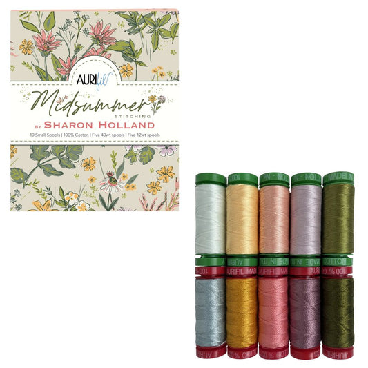 Mixed 40 & 12 Weight Cotton Midsummer Thread Collection by Sharon Holland (10 Spools) - Aurifil
