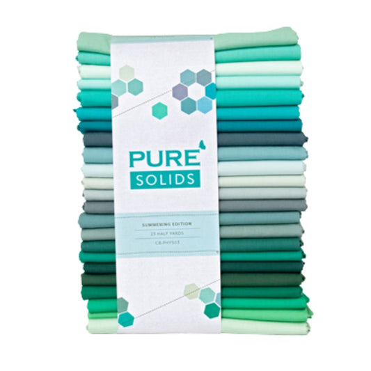 Pack of fabric strips with 'PURE Solids' branding on a white background